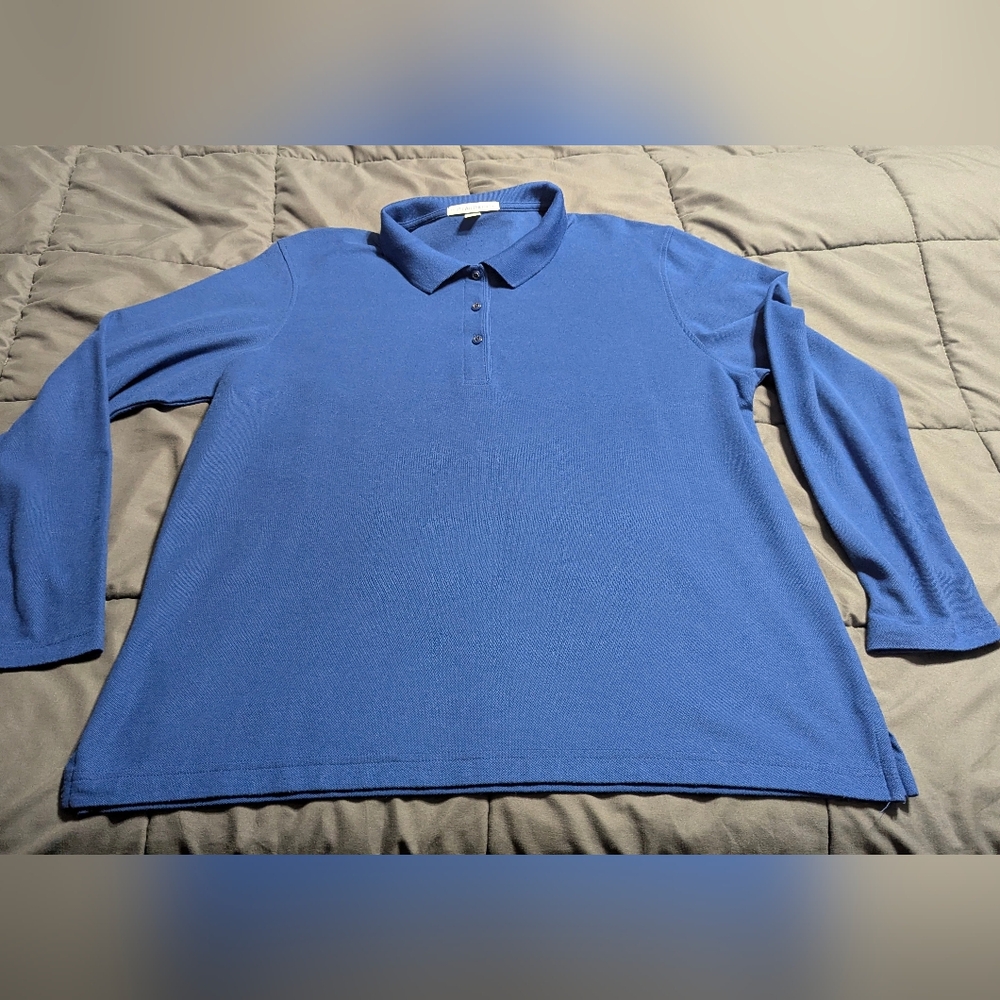 Port Authority Ladies' XL Vibrant Royal Blue Long Sleeve Pique Polo Like New